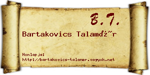 Bartakovics Talamér névjegykártya
